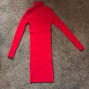Thermo, turtle neck skin tight red dress